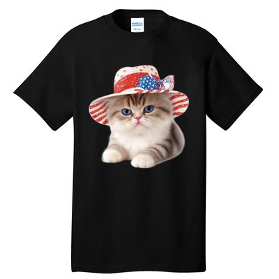 American Cat 4th Of July Cat Patriotic Cats Exotic Shorthair Kitten Tall T-Shirt