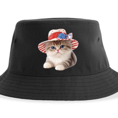 American Cat 4th Of July Cat Patriotic Cats Exotic Shorthair Kitten Sustainable Bucket Hat