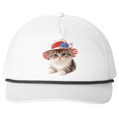 American Cat 4th Of July Cat Patriotic Cats Exotic Shorthair Kitten Snapback Five-Panel Rope Hat