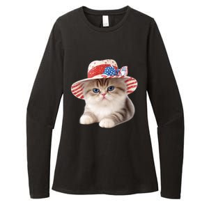 American Cat 4th Of July Cat Patriotic Cats Exotic Shorthair Kitten Womens CVC Long Sleeve Shirt