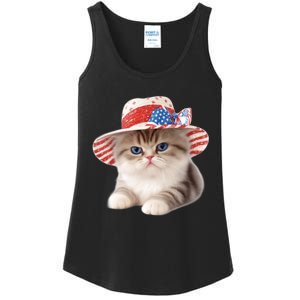 American Cat 4th Of July Cat Patriotic Cats Exotic Shorthair Kitten Ladies Essential Tank