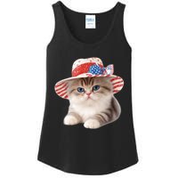 American Cat 4th Of July Cat Patriotic Cats Exotic Shorthair Kitten Ladies Essential Tank