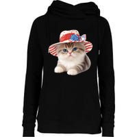 American Cat 4th Of July Cat Patriotic Cats Exotic Shorthair Kitten Womens Funnel Neck Pullover Hood