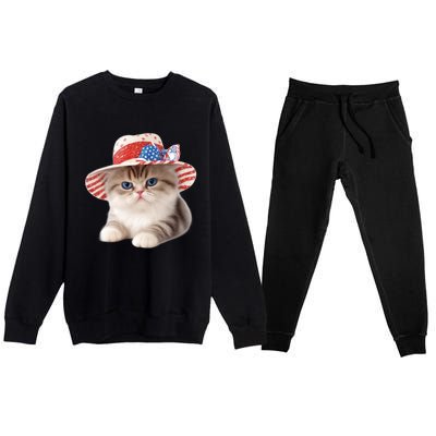 American Cat 4th Of July Cat Patriotic Cats Exotic Shorthair Kitten Premium Crewneck Sweatsuit Set