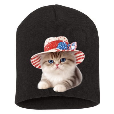 American Cat 4th Of July Cat Patriotic Cats Exotic Shorthair Kitten Short Acrylic Beanie