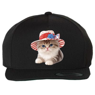 American Cat 4th Of July Cat Patriotic Cats Exotic Shorthair Kitten Wool Snapback Cap