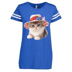 American Cat 4th Of July Cat Patriotic Cats Exotic Shorthair Kitten Enza Ladies Jersey Football T-Shirt