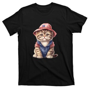 American Cat 4th Of July Cat Patriotic Cats Exotic Shorthair Kitten T-Shirt