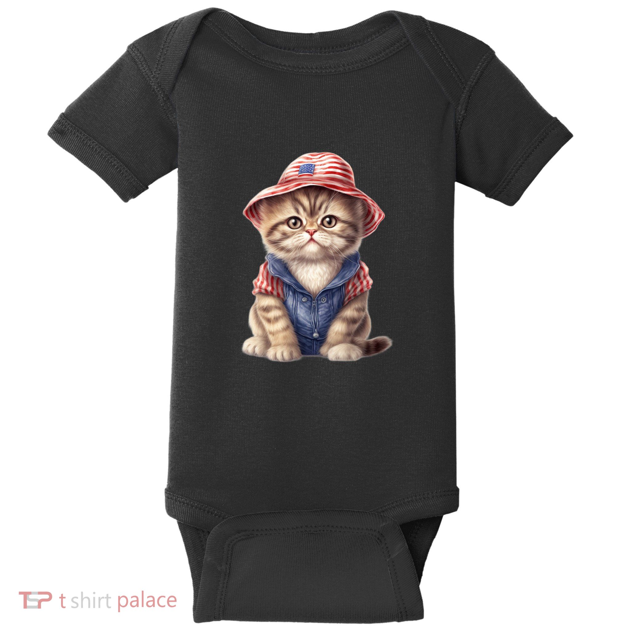 American Cat 4th Of July Cat Patriotic Cats Exotic Shorthair Kitten Baby Bodysuit