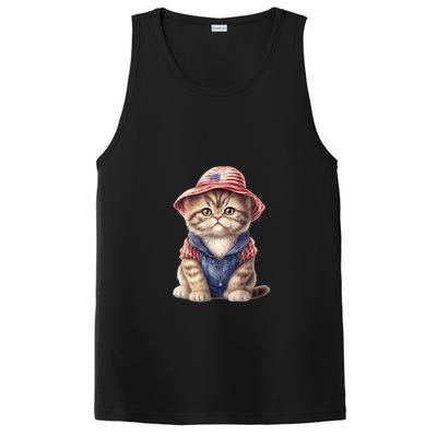 American Cat 4th Of July Cat Patriotic Cats Exotic Shorthair Kitten PosiCharge Competitor Tank
