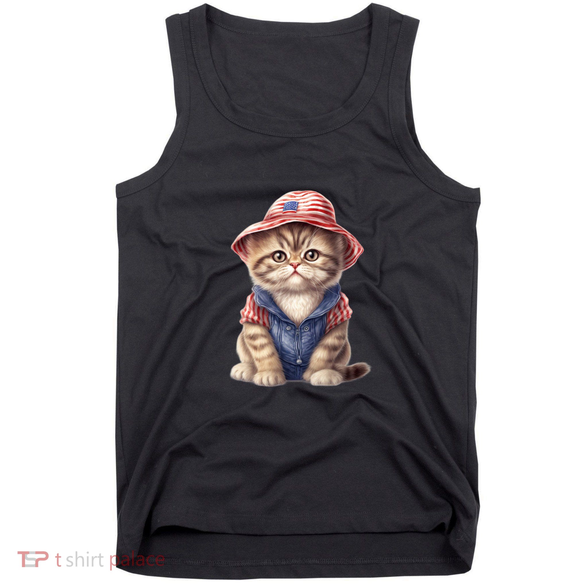 American Cat 4th Of July Cat Patriotic Cats Exotic Shorthair Kitten Tank Top