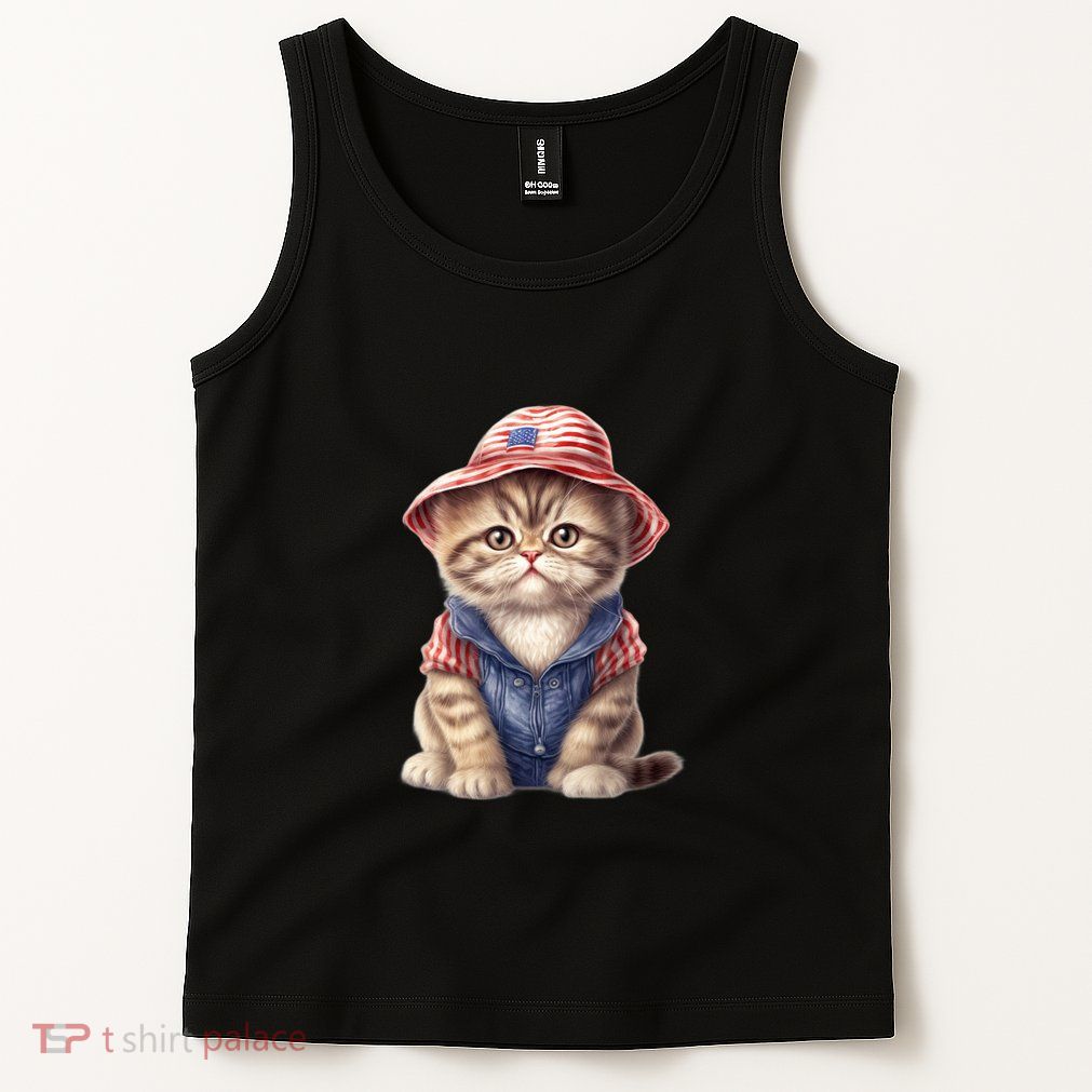 American Cat 4th Of July Cat Patriotic Cats Exotic Shorthair Kitten Tank Top