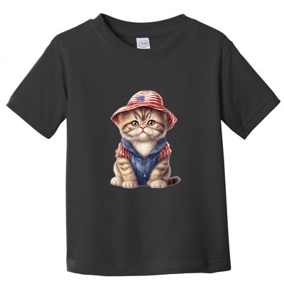 American Cat 4th Of July Cat Patriotic Cats Exotic Shorthair Kitten Toddler T-Shirt