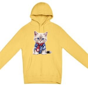 American Cat 4th Of July Cat Patriotic Cats Himalayan Kitten Premium Pullover Hoodie