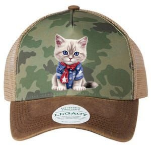 American Cat 4th Of July Cat Patriotic Cats Himalayan Kitten Legacy Tie Dye Trucker Hat