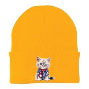 American Cat 4th Of July Cat Patriotic Cats Himalayan Kitten Knit Cap Winter Beanie