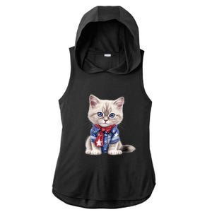 American Cat 4th Of July Cat Patriotic Cats Himalayan Kitten Ladies PosiCharge Tri-Blend Wicking Draft Hoodie Tank