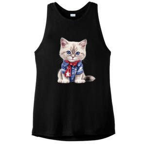 American Cat 4th Of July Cat Patriotic Cats Himalayan Kitten Ladies PosiCharge Tri-Blend Wicking Tank