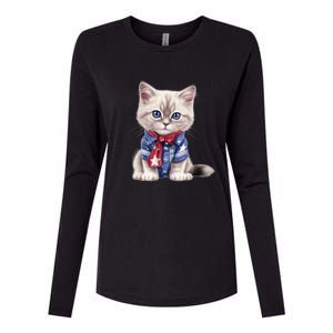 American Cat 4th Of July Cat Patriotic Cats Himalayan Kitten Womens Cotton Relaxed Long Sleeve T-Shirt