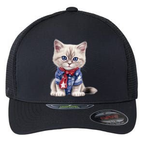 American Cat 4th Of July Cat Patriotic Cats Himalayan Kitten Flexfit Unipanel Trucker Cap