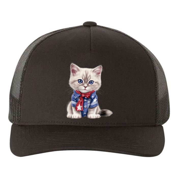 American Cat 4th Of July Cat Patriotic Cats Himalayan Kitten Yupoong Adult 5-Panel Trucker Hat