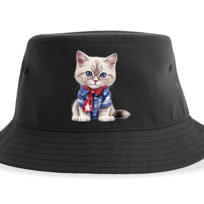 American Cat 4th Of July Cat Patriotic Cats Himalayan Kitten Sustainable Bucket Hat