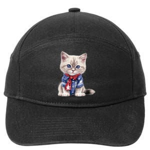 American Cat 4th Of July Cat Patriotic Cats Himalayan Kitten 7-Panel Snapback Hat