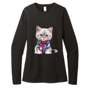 American Cat 4th Of July Cat Patriotic Cats Himalayan Kitten Womens CVC Long Sleeve Shirt