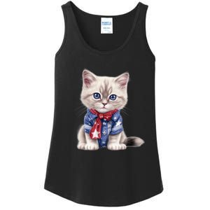 American Cat 4th Of July Cat Patriotic Cats Himalayan Kitten Ladies Essential Tank