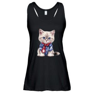 American Cat 4th Of July Cat Patriotic Cats Himalayan Kitten Ladies Essential Flowy Tank