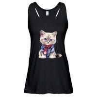 American Cat 4th Of July Cat Patriotic Cats Himalayan Kitten Ladies Essential Flowy Tank