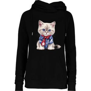 American Cat 4th Of July Cat Patriotic Cats Himalayan Kitten Womens Funnel Neck Pullover Hood