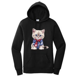 American Cat 4th Of July Cat Patriotic Cats Himalayan Kitten Women's Pullover Hoodie