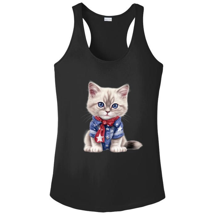 American Cat 4th Of July Cat Patriotic Cats Himalayan Kitten Ladies PosiCharge Competitor Racerback Tank