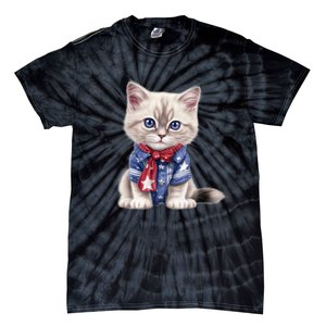 American Cat 4th Of July Cat Patriotic Cats Himalayan Kitten Tie-Dye T-Shirt