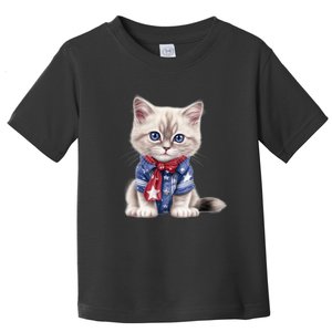 American Cat 4th Of July Cat Patriotic Cats Himalayan Kitten Toddler T-Shirt