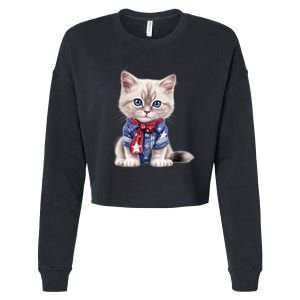 American Cat 4th Of July Cat Patriotic Cats Himalayan Kitten Cropped Pullover Crew