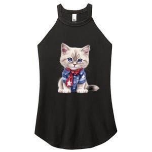 American Cat 4th Of July Cat Patriotic Cats Himalayan Kitten Women's Perfect Tri Rocker Tank