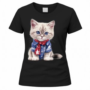 American Cat 4th Of July Cat Patriotic Cats Himalayan Kitten Women's T-Shirt