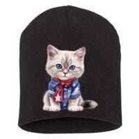 American Cat 4th Of July Cat Patriotic Cats Himalayan Kitten Short Acrylic Beanie