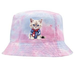 American Cat 4th Of July Cat Patriotic Cats Himalayan Kitten Tie-Dyed Bucket Hat