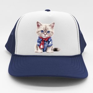 American Cat 4th Of July Cat Patriotic Cats Himalayan Kitten Trucker Hat