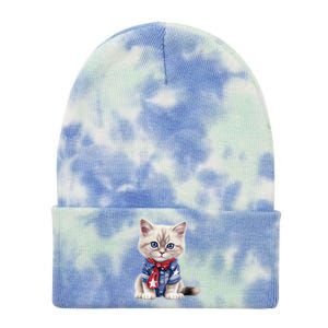 American Cat 4th Of July Cat Patriotic Cats Himalayan Kitten Tie Dye 12in Knit Beanie