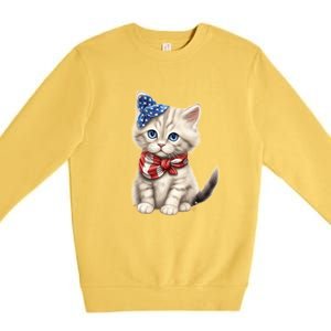 American Cat 4th Of July Cat Patriotic Cats Himalayan Kitten Premium Crewneck Sweatshirt