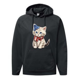 American Cat 4th Of July Cat Patriotic Cats Himalayan Kitten Performance Fleece Hoodie