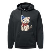 American Cat 4th Of July Cat Patriotic Cats Himalayan Kitten Performance Fleece Hoodie