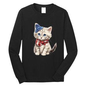 American Cat 4th Of July Cat Patriotic Cats Himalayan Kitten Long Sleeve Shirt