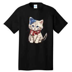 American Cat 4th Of July Cat Patriotic Cats Himalayan Kitten Tall T-Shirt