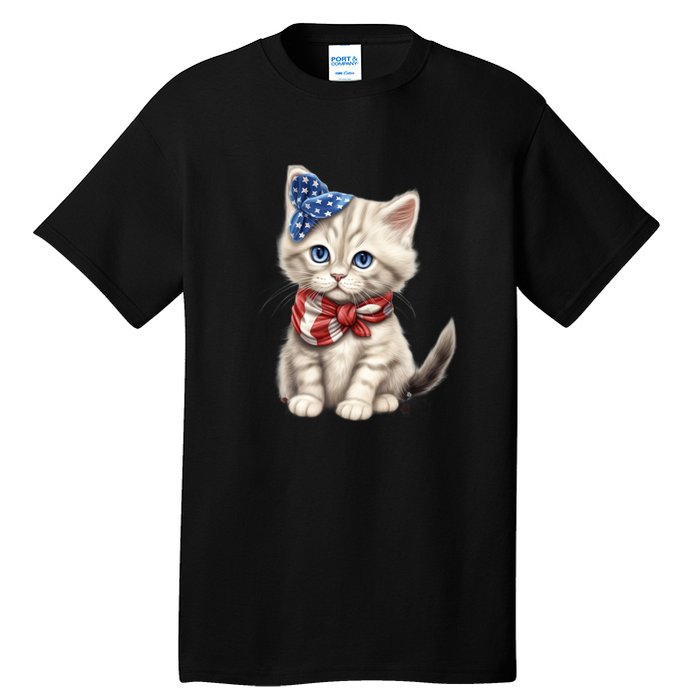 American Cat 4th Of July Cat Patriotic Cats Himalayan Kitten Tall T-Shirt