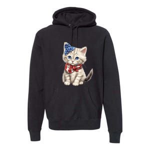 American Cat 4th Of July Cat Patriotic Cats Himalayan Kitten Premium Hoodie